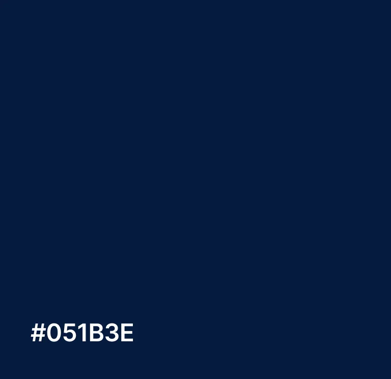 Кольори використані при створенні дизайну - темно синій, хеш код #051B3E