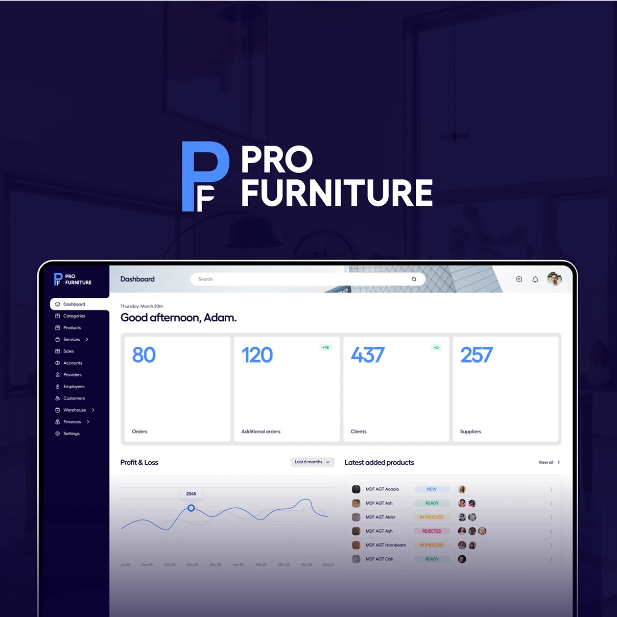 розробка crm/erp-систем для меблевого виробництва pro-furniture - превʼю