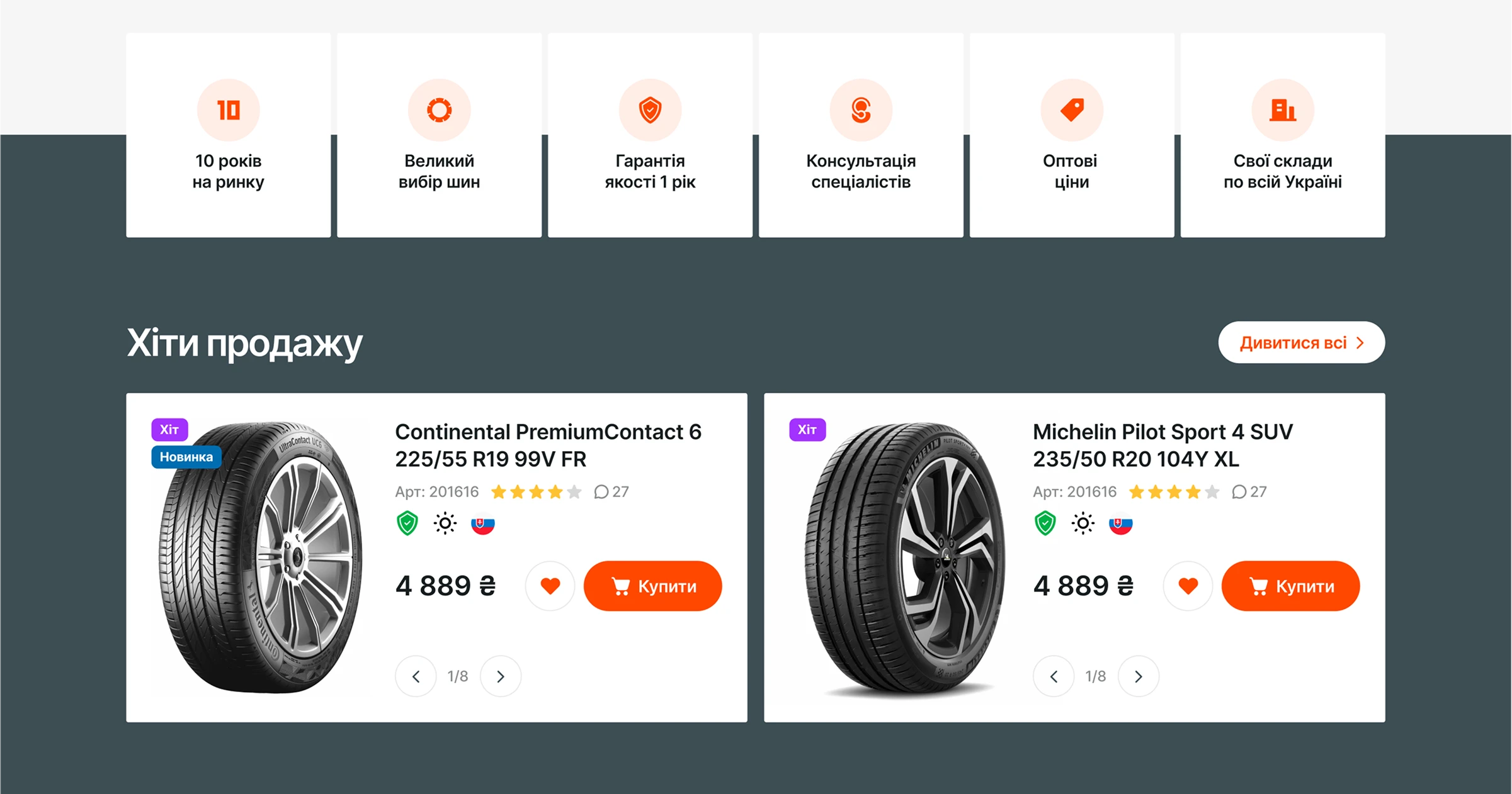 Створення інтернет-магазину prom-centre - хіти продажу - дизайн сторінки