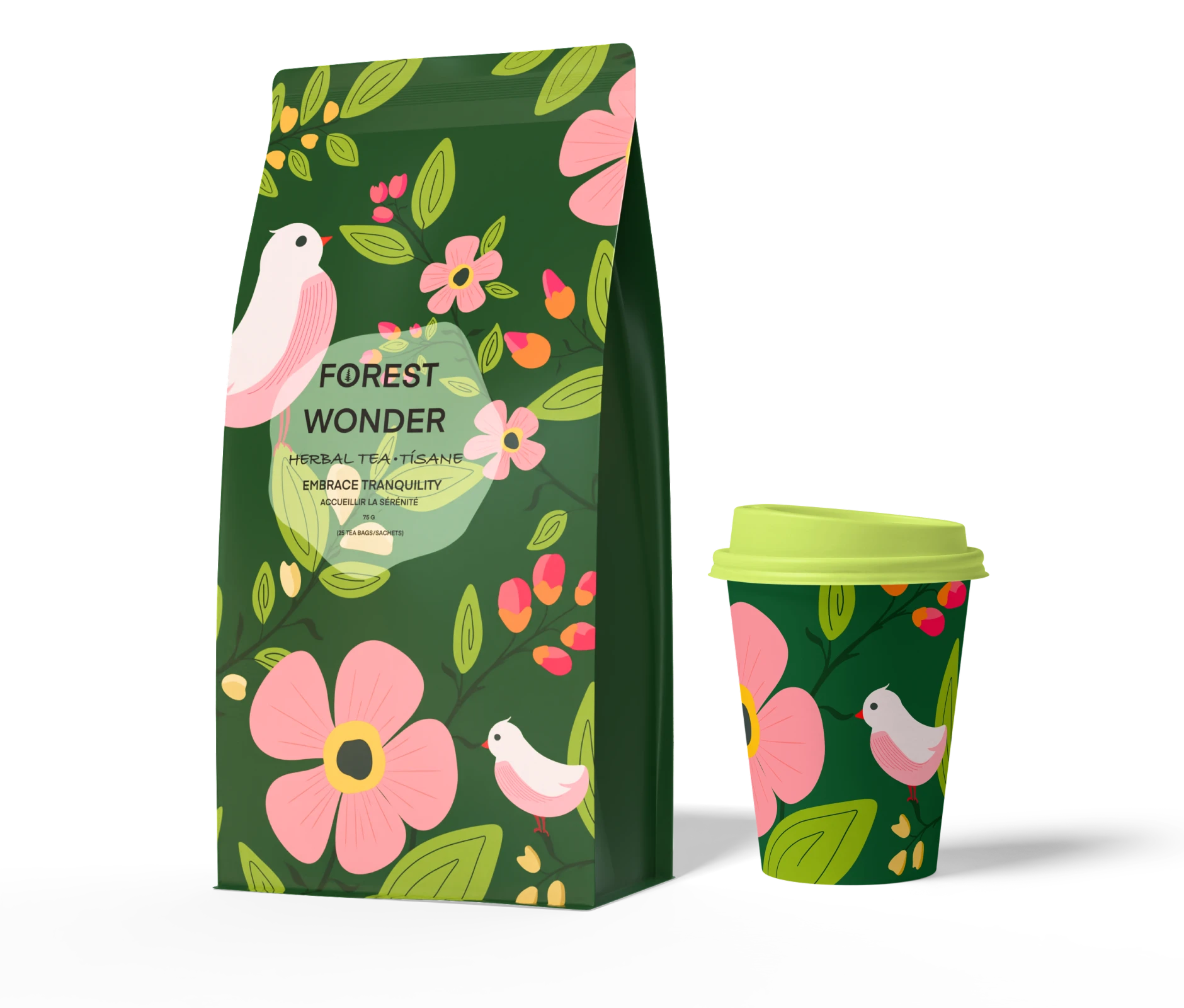 TEA "FOREST WONDER" - попередній перегляд дизайну на упаковці та чашці